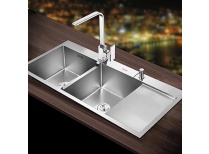 Chậu, Bồn rửa chén bát 2 ngăn lớn có bàn chờ Inox SUS 304 KT 100*48cm 1 mét