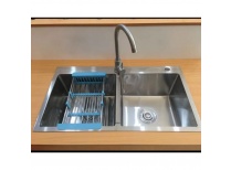 ( Tặng Vòi rửa chén ) Bồn Chậu rửa chén 2 ngăn lớn Inox SUS 304 đúc cao cấp Model 8245DL
