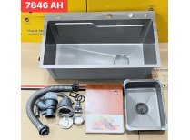( 78×46cm ) Bồn rửa chén bát Inox 304, 1 ngăn lớn màu Nano Xám cao cấp giá rẻ 