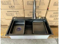 (78*46) Chậu rửa bát 1 hố, Bồn rửa chén 1 ngăn lớn kèm vòi thác Thông Minh 78*46 cao cấp Giá Rẻ