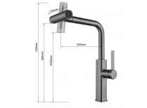 Vòi rửa chén bát Nóng lạnh dây rút đầu Búa 2 chế độ mạ TiTan màu:  Xám - Đen cao cấp.