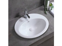 Chậu rửa Lavabo Bán Âm Oval men sứ cao cấp giá rẻ Tphcm