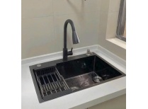 Combo trọn bộ: Chậu Bồn Rửa chén bát Kèm vòi 1 ngăn lớn nano 60*45cm