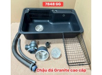 Bồn rửa chén bát bằng đá Granit Nhập Khẩu cao cấp 7848GG Màu đen - Màu xám