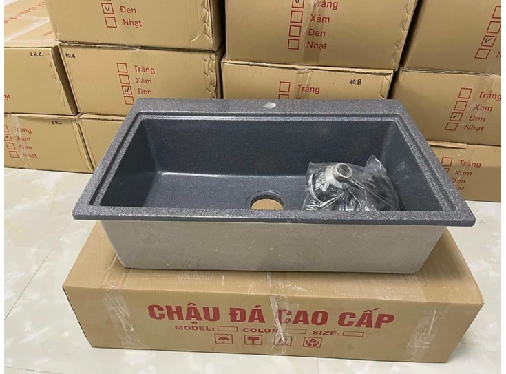 Bồn rửa chén đá nhân tạo 1 ngăn lớn cao cấp KM giá rẻ Tphcm