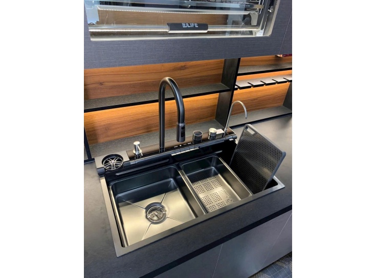 Bồn rửa chén bát 1 ngăn lớn Inox 304 Thông Minh 7 phím chức năng Tphcm, Bình Dương, BRVT
