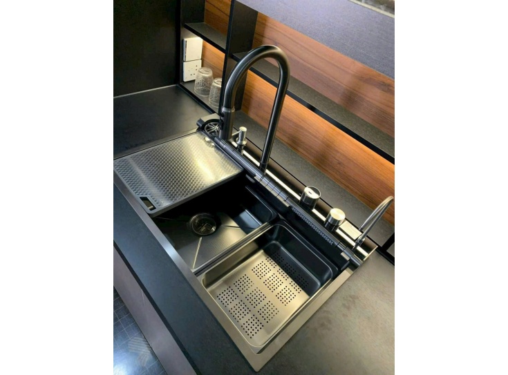 Bồn rửa chén bát 1 ngăn lớn Inox 304 Thông Minh 7 phím chức năng Tphcm, Bình Dương, BRVT