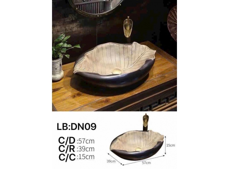 Chậu rửa Lavabo men sứ nung hình hoa văn Hoa Sen cao cấp giá rẻ Tphcm