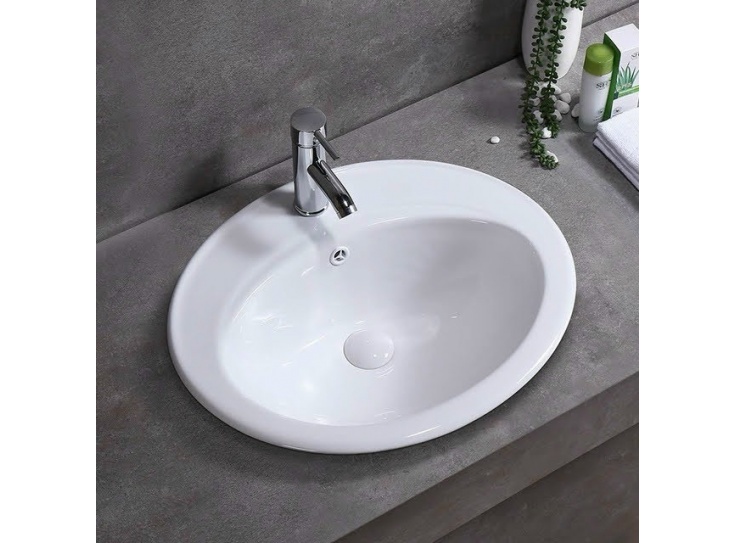 Chậu rửa Lavabo Bán Âm Oval men sứ cao cấp giá rẻ Tphcm