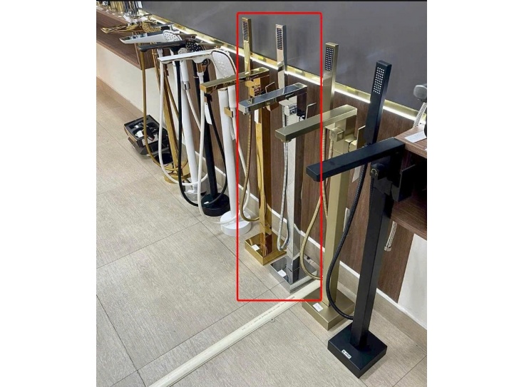 Sen Cây Nóng Lạnh Bồn Tắm Đặt Sàn Vuông Đen Inox SUS 304