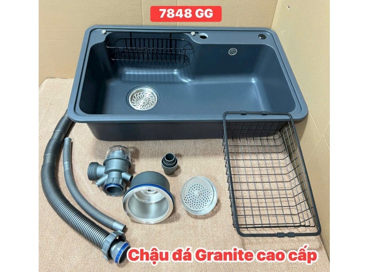 Chậu rửa chén bằng đá Granite 1 ngăn hố lớn giá rẻ tại Tphcm